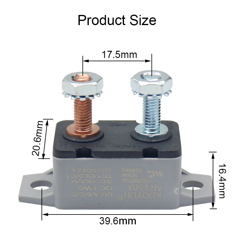 Interruttore Automatico 50A 12-24V Con Ripristino - Portafusibili Impermeabile Per Auto, Barca, ATV (Modello 50 Ampere) - 4