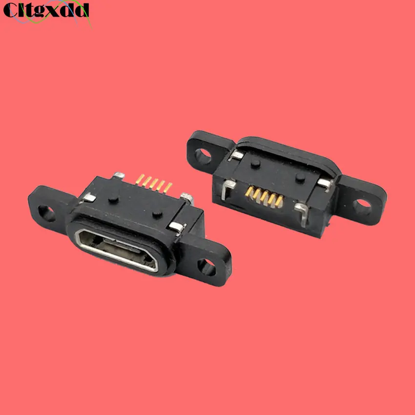 Cltgxdd 2/5/10PCS Micro USB Jack Female Socket Connector 5Pin SMT Board with Double Ear Screw Hole Waterproof IP67 5P