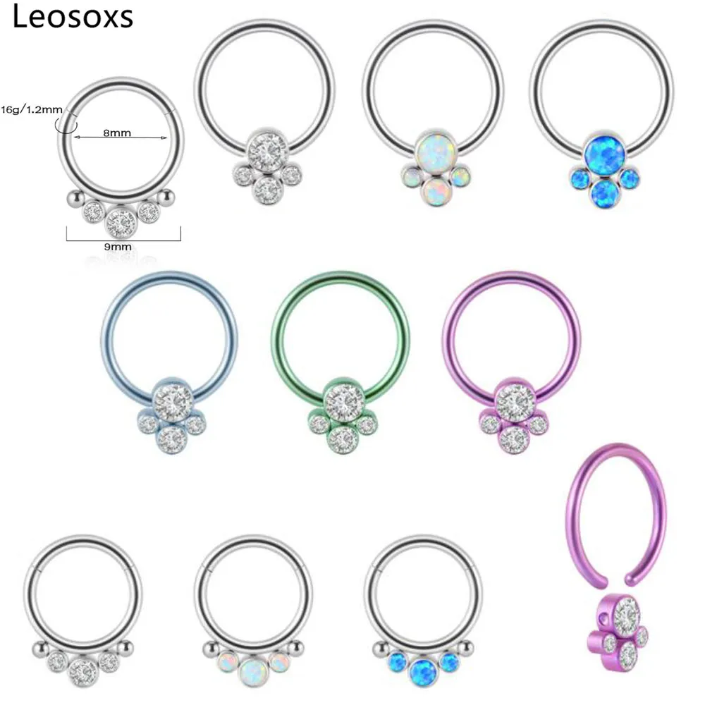 

Leosoxs 1pcs G23 Titanium Opal Nose Ring Bcr Card Ball Nose Nail Steel Ball Nose Ring Ear Bone Ring Foot Grasp Nose Ring