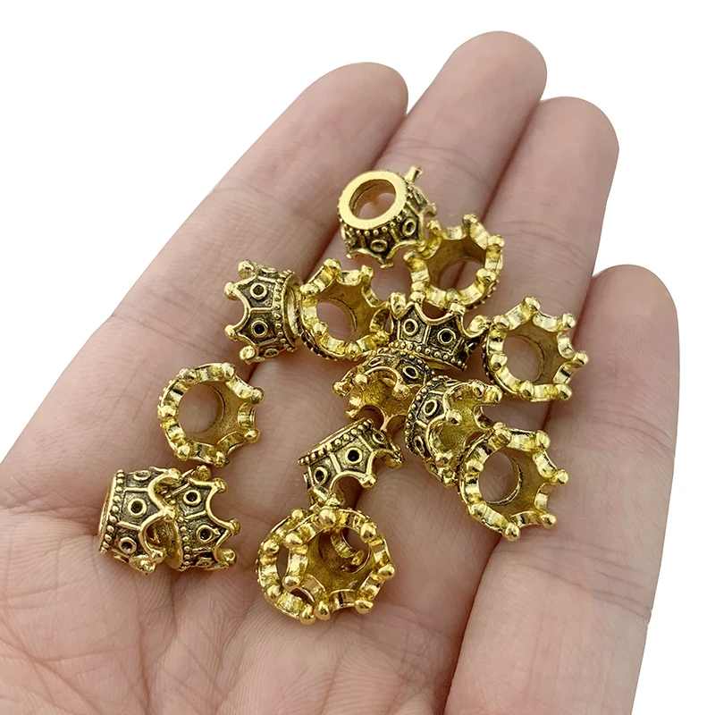 ZXZ 20pcs ciondoli corona 3D tono oro antico per bracciale collana orecchino gioielli fai da te che fanno risultati