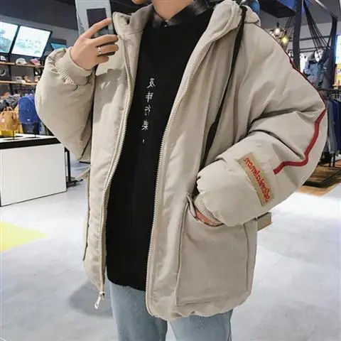 Parkas de estilo medio largo con capucha para hombre, abrigos cálidos Chic estampados, chaquetas de ocio Harajuku, ropa de calle suelta que combina con todo, Invierno