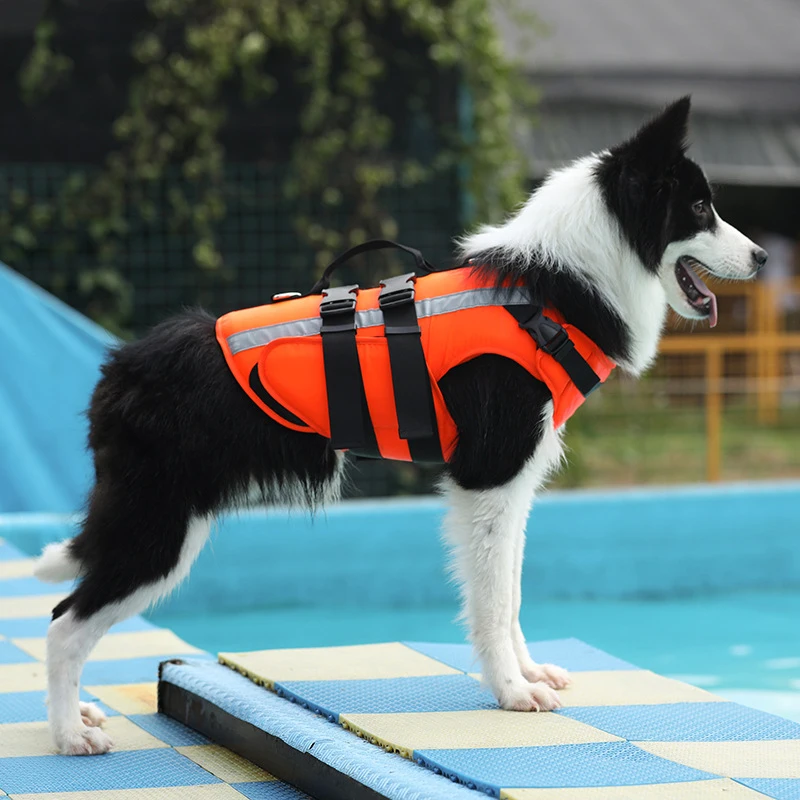 Dog Life Vest Summer Solid Color Pet Life Jacket Dog Safety Clothes Dogs Swimwear Pets Safety Swimming Suit S-XL