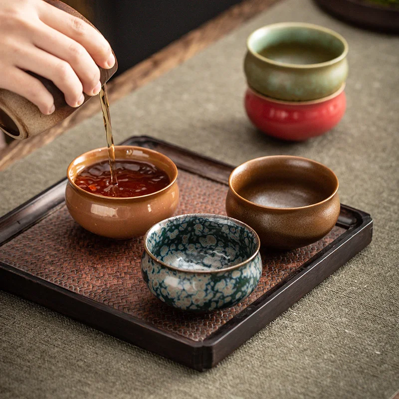 

130ml Five Tea Cup Set Zen Japanese Chinese Classical Ceramic Mug Kung Fu Cup Set Water Tableware Gift Box Superior Quality