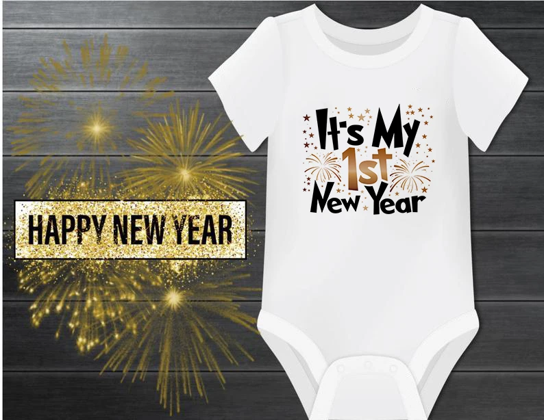 

Happy New Years Baby Romper Infant Newborn Girls Boys Short Sleeve Letter Print Romper Casual Clothes New Year Baby Shirt