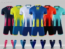 Men Kids Adults  Soccer Jerseys Sports Training Jerseys Set   Gradient Ramp MAN women  Football Suit Uniform