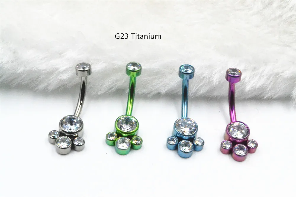 

10pcs G23 Titanium Gems Navel Belly Button Rings Great Shine Woman Belly Piercing Barbell Navel Piercing Girls Body Jewelry