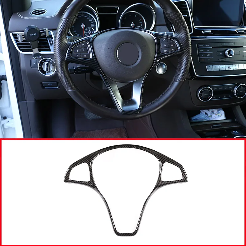 Carbon Fiber Style ABS For Mercedes benz C E GLC CLA GLA Class W205 W213 X253 C117 X156 Car Steering Wheel Decoration Frame Trim