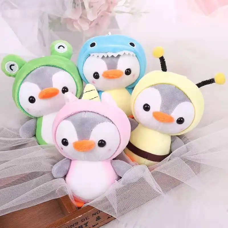 new Cute creative penguin Cross dress unicorn bee frog Pendant soft Plush keychain Soothing doll christmase interesting gift