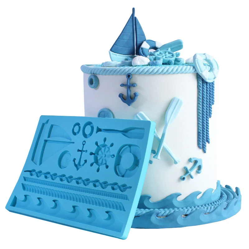 Sea Boat Silicone Cake Mold Sailing Ship Anchor Cake Decoration Chocolate Gumpaste Mold Fondant Cake Decorating Tools