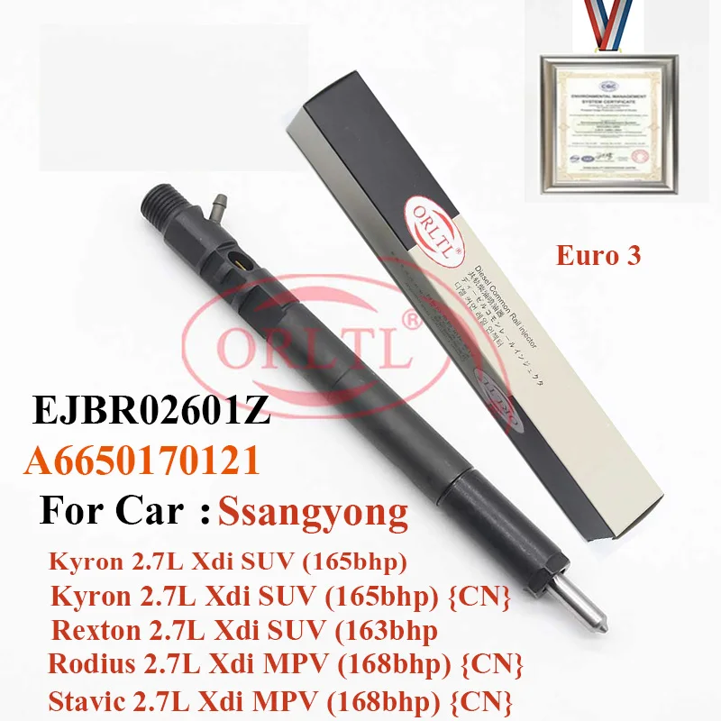 4 pieces EJBR02601Z (A6650170121)  Diesel Injector For SSANGYON Rexton 2.7L Rodius 2.7L Rodius 2.7L Stavic 2.7L D27DT