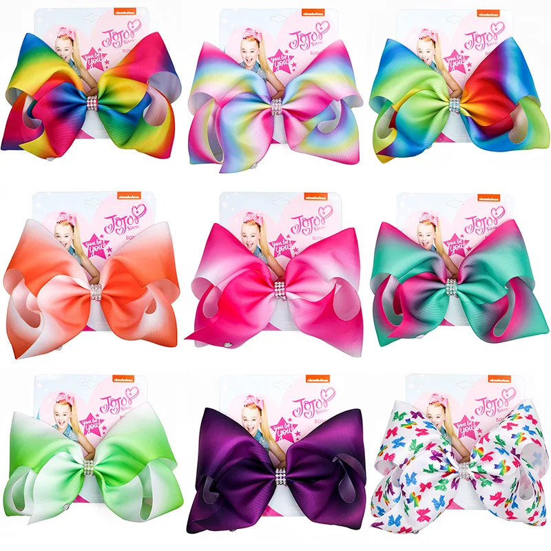 NEW Bowknot Hair Clip 6Inch Hair Bow  Hairpin Rainbow Rhinestone  Accessories Grosgrain Ribbon Headwear OEM & ODM Drop Shipping