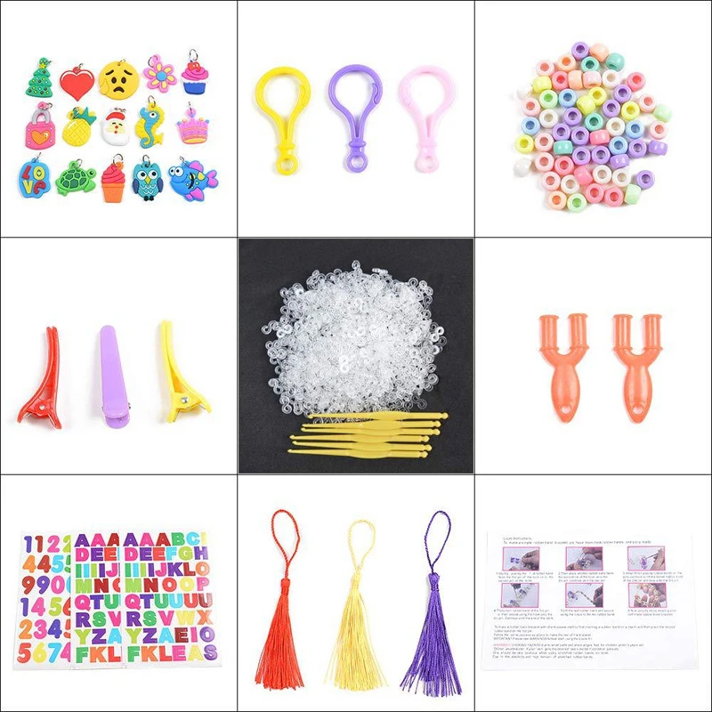 10000pcs Loom Rubber Bands Kits Beads Toys Set Hand Knitting Machine Handmade DIY Rainbow Weave Color Bracelet Girl Gift