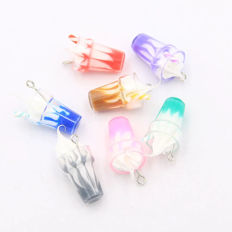 10Pcs 7*28mm Mix Color Transparent Charm Ice Cream Pendant For Bracelet Necklace Jewelry Making DIY Earring Finding