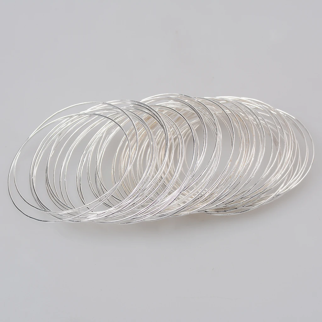 50 Bulk Silver Color Ultrathin Hoop Bangle Bracelet Cuff Wristband Loops Slim