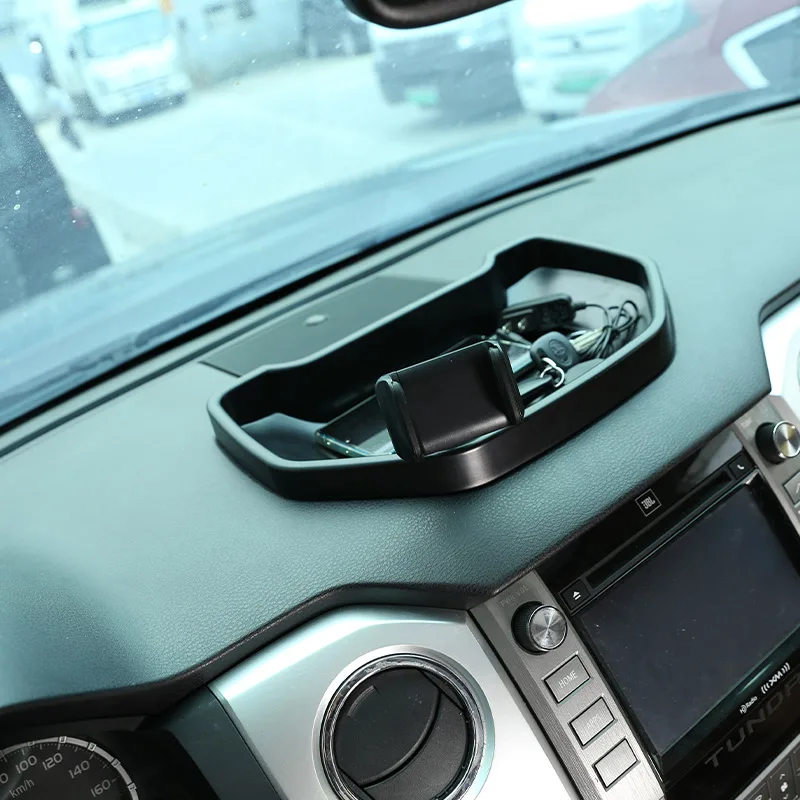 For Toyota Tundra 2014-2020 ABS Black Central Control Dashboard Phone Holder Storage Box Phone Holder Tray Car Accessories