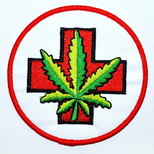 100x MEDICAL Pot Leaf Stoner Smoker tobacco boho hippie retro applique iron on patch (≈ 8.4 cm)