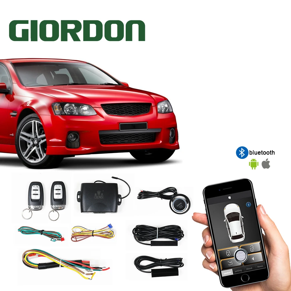 GIORDON Car Alarm Remote Smart Start Burglar Keyless Entry Engine Auto Alarm System One Push Button Remote Starter Stop Car Acce