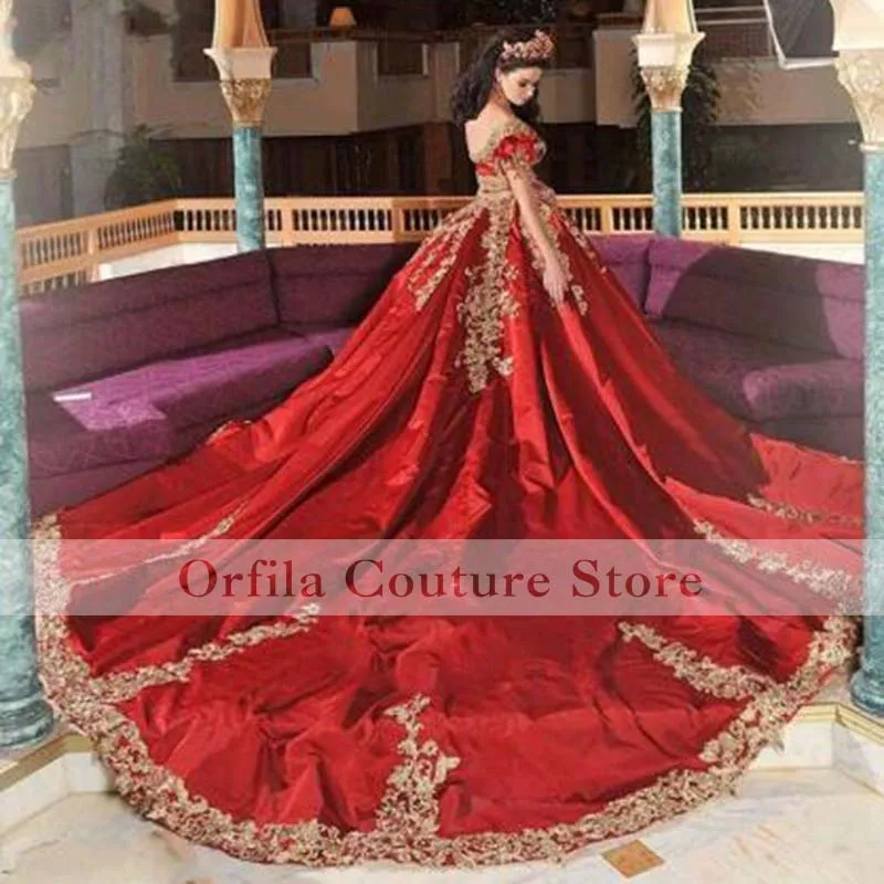 Traditional Tunisian Prom Dresses Two Pieces A Line Lace Stain Applique Red Arabic Caftan Kaftan Evening Formal Party Gown