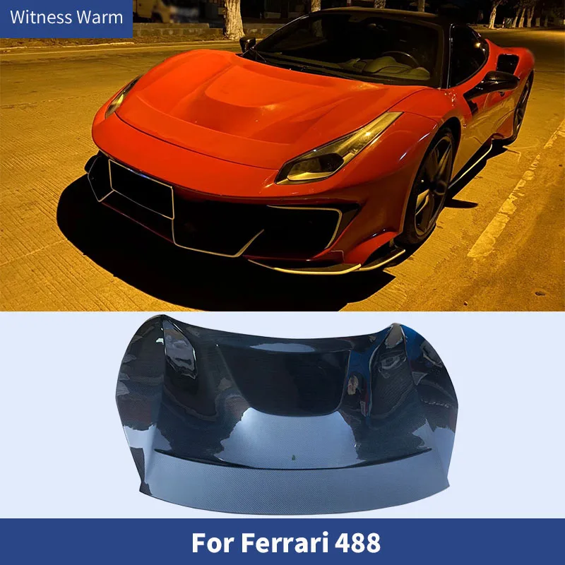 

High Quality Carbon Fiber Engine Hood Cover Bonnets For Ferrari 488 Car Body Kit