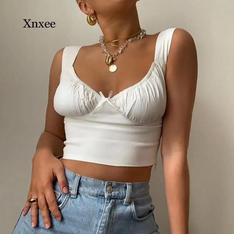 Cut Bow Crop Top Women Sexy White Y2K Clothes Women Tops Purple Camisole Female Clothing Tanks