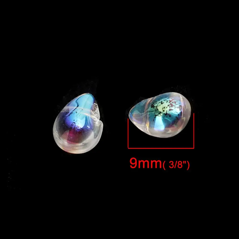 DoreenBeads Glass Beads Drop Transparent Clear AB Rainbow Color Jewelry DIY Charms About 9mm x 6mm, Hole: Approx 0.7mm, 25 PCs