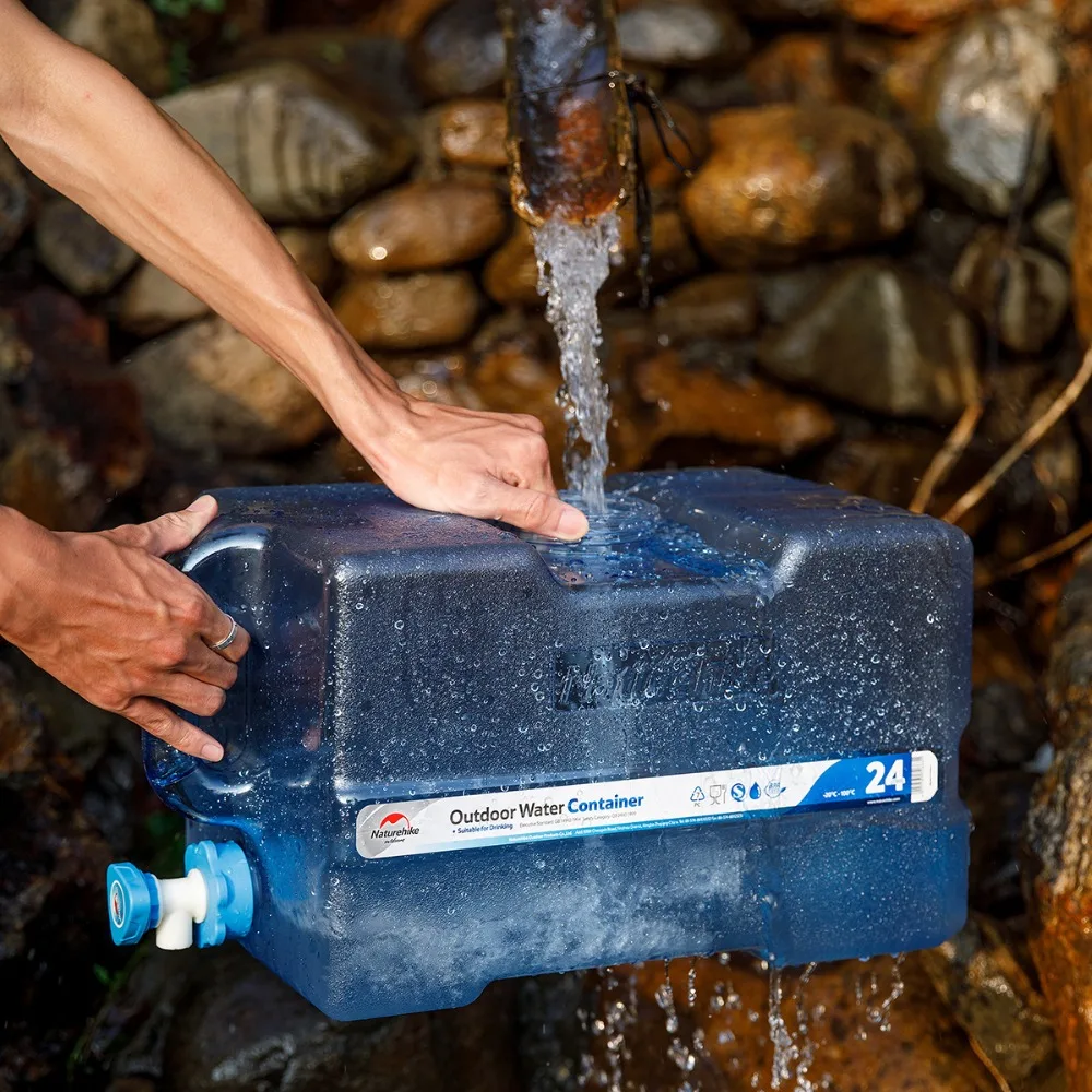 Naturehike-Food Grade PC Water Container, grande capacidade água balde, caminhadas e Camping tanque de água com torneira