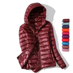 Chaqueta de plumón ultraligera para mujer, Parkas básicas de terciopelo con capucha, prendas de vestir de otoño e invierno, novedad de 2024