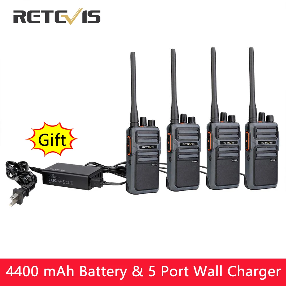 Retevis RB17 PMR Radio Walkie Talkie 4pcs 4400mAh long standby Battery Walkie-Talkies For Hotel Restaurant hunting two way radio