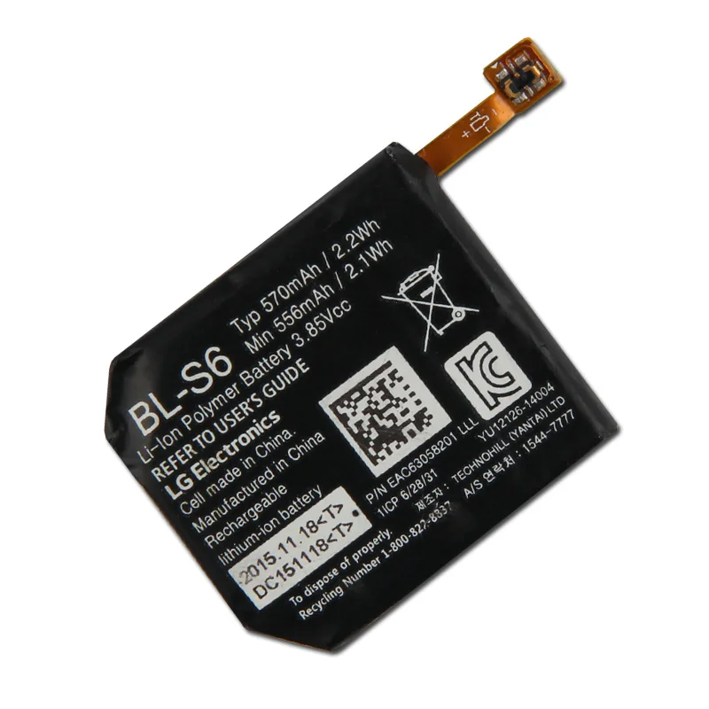 بطارية بديلة BL-S6 لساعة LG Watch Urbane 2nd Edition LTE W200 W200A بطارية ساعة 570 مللي أمبير في الساعة