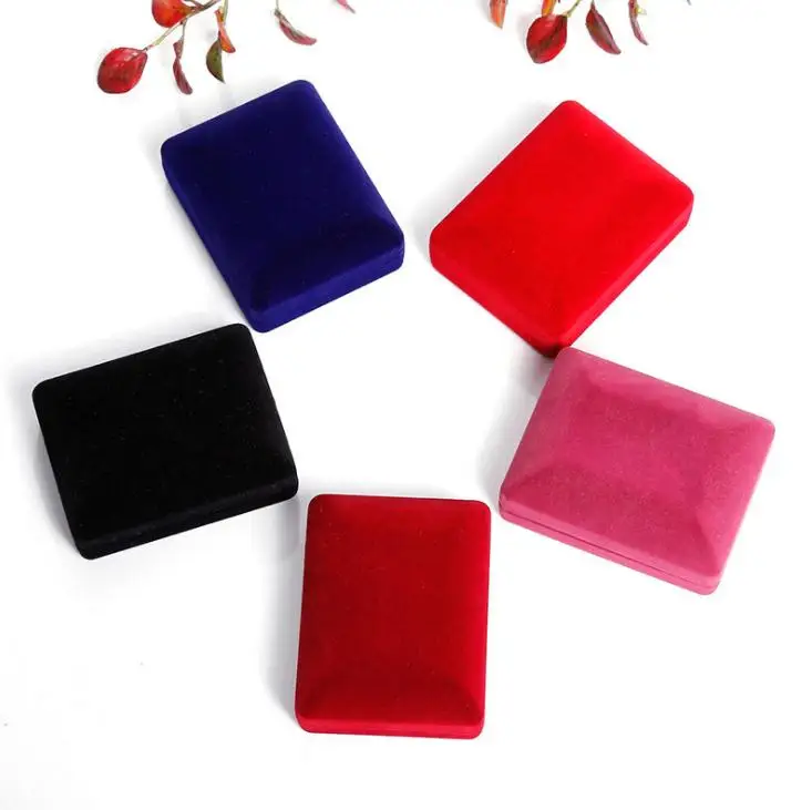 100PCS/Lot Necklace Case Display Jewellery Gift Storage Boxes Black/Red/Pink Velvet Carrying Case Organizer 6*7.8*3.3cm SN3141