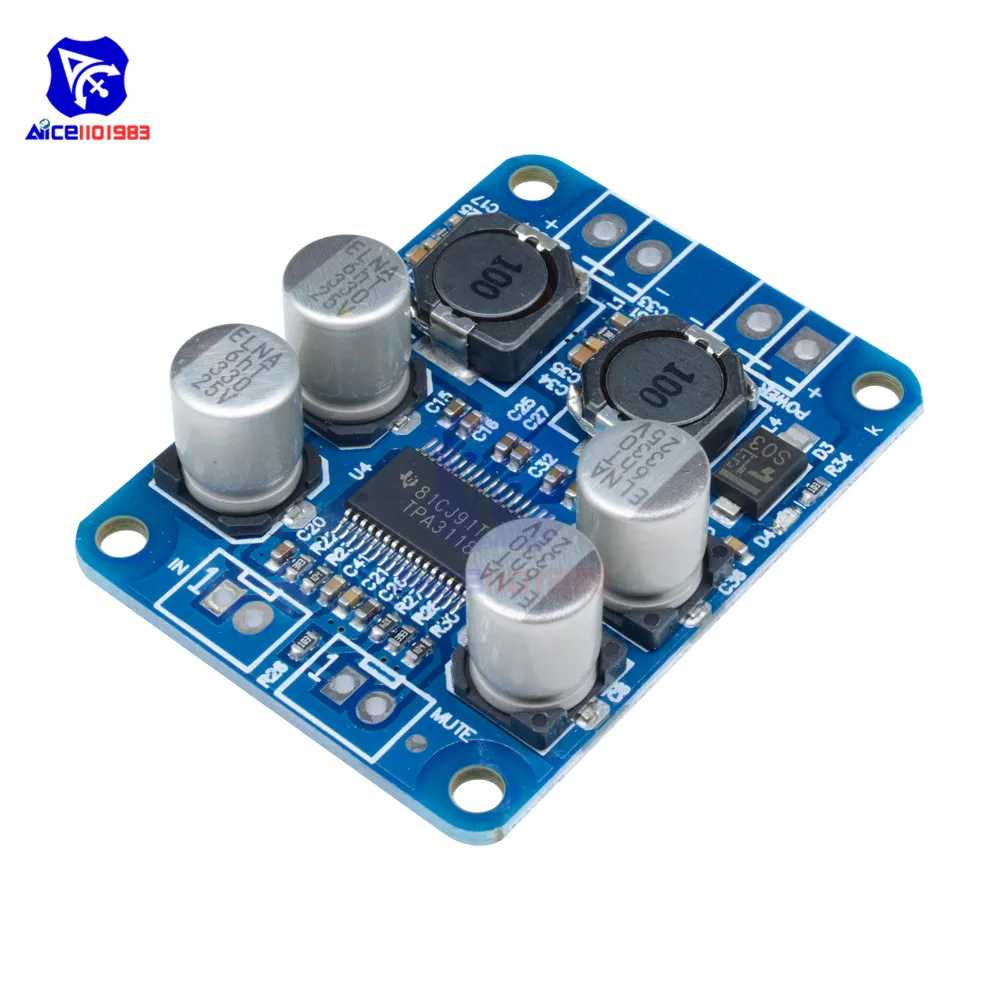 diymore TPA3118 PBTL Mono Digital Audio Power Amplifier Board 60W 8V -24V Power AMP Module Car High Out Low Power