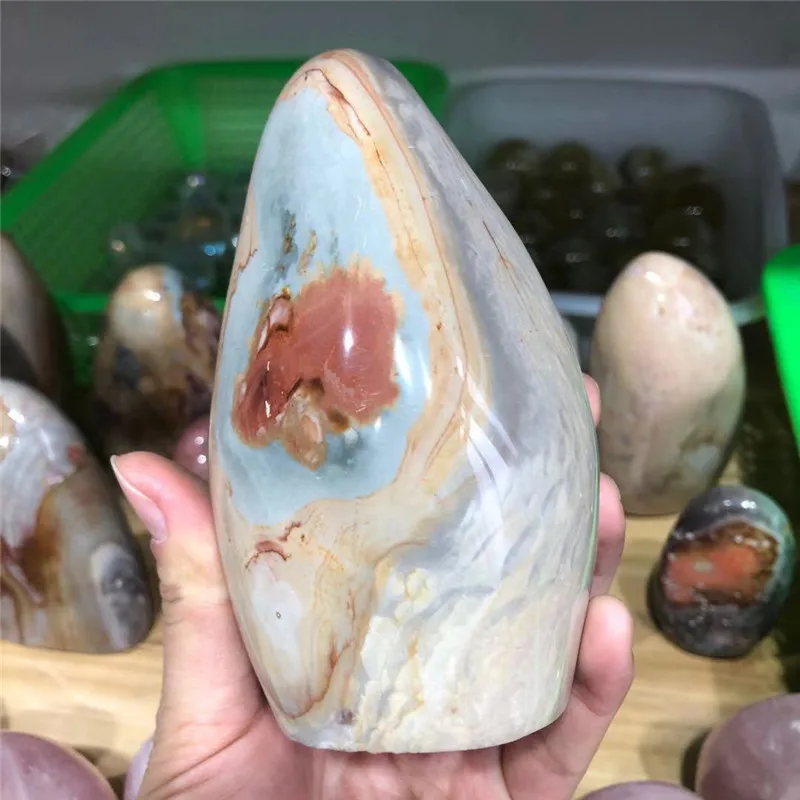 

Natural Crystal Polished Quartz ocean jasper Standing stone Handicraft Decorating Healing