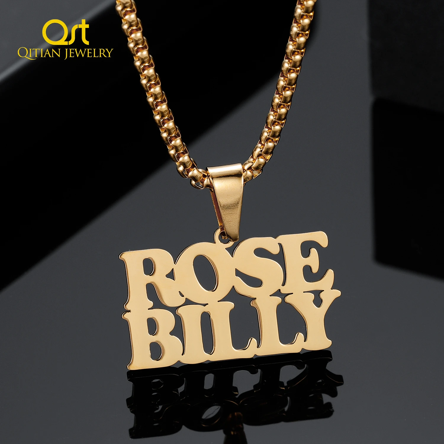 

Custom Double Name 18K Gold Plated Nameplate Stainless Steel Jewelry Personalized Names Pendant Gold Chain Women Necklace Gift