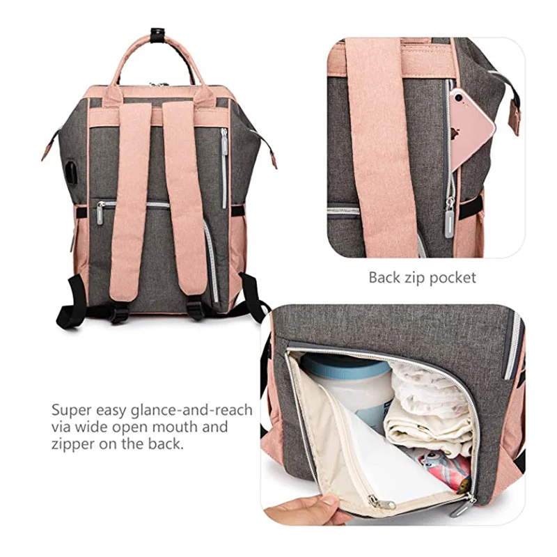 Diaper Bag Nappy Bag Baby Changing Bags for Mummy Maternity Diaper Bag with USB Charging Port Stroller Large Capacity Backpack