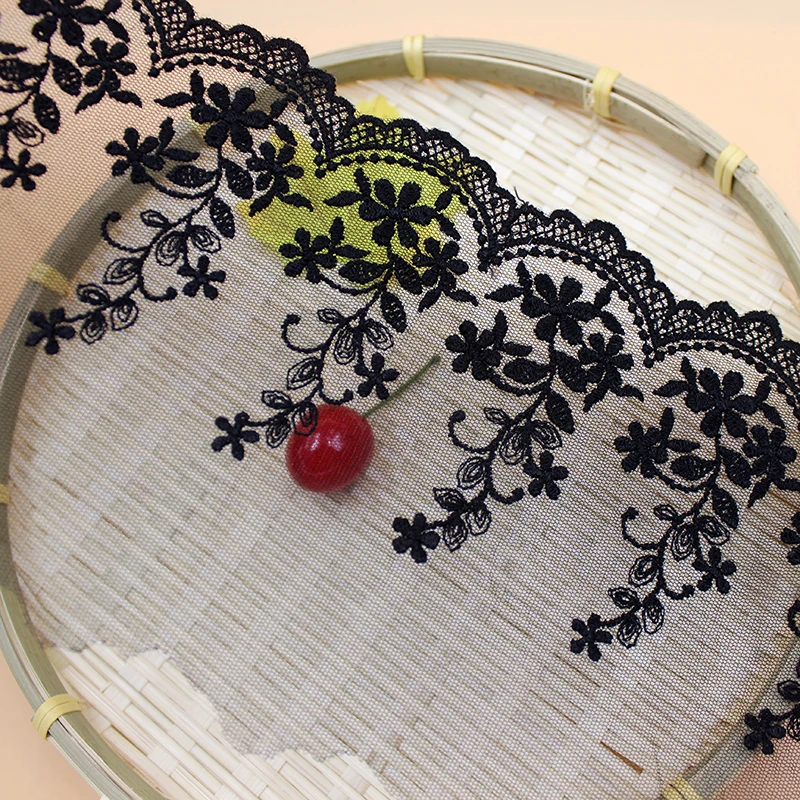 5yrd/lot Width 15cm Stylish Cotton Embroidered Mesh Lace Trim Garment Lace for Sewing Off White Beige Black Red Green