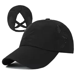 2023 nuove donne coda di cavallo berretti da Baseball Criss Cross disordinato panino Snapback cappello Ponycap cappelli da camionista regolabile sport all'aria aperta