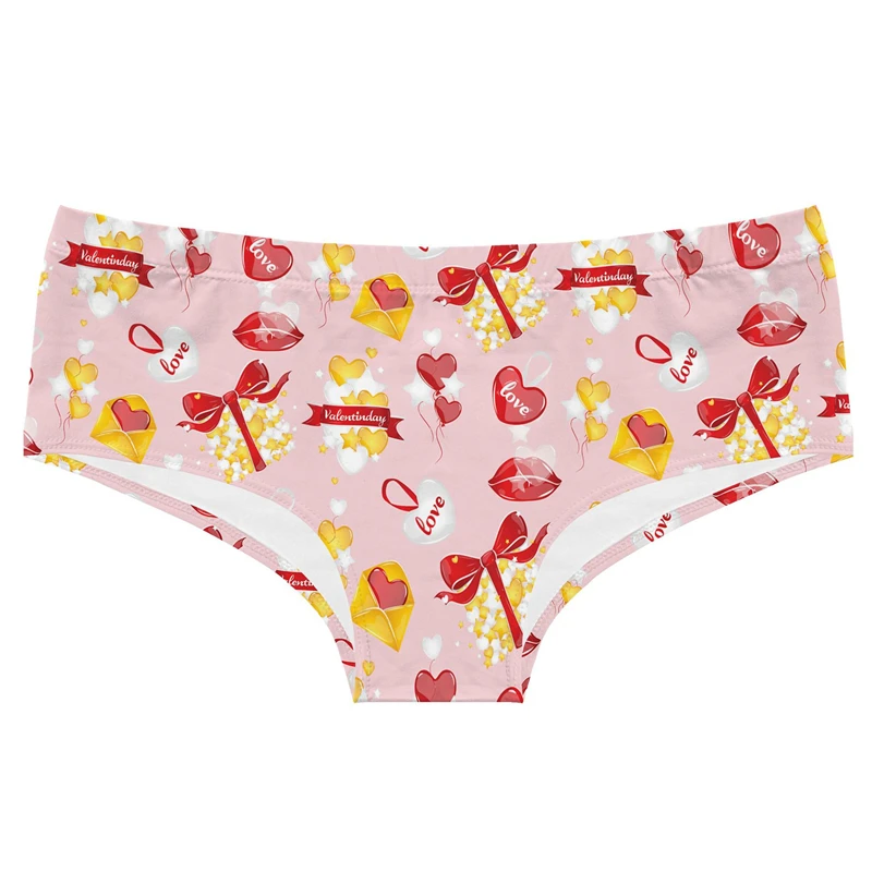 Romantic Valentine\'s Day Women Panties Rose Love Letter Printed Girls Lingerie Elastic waistband Breifs Seamless Lady Underpants