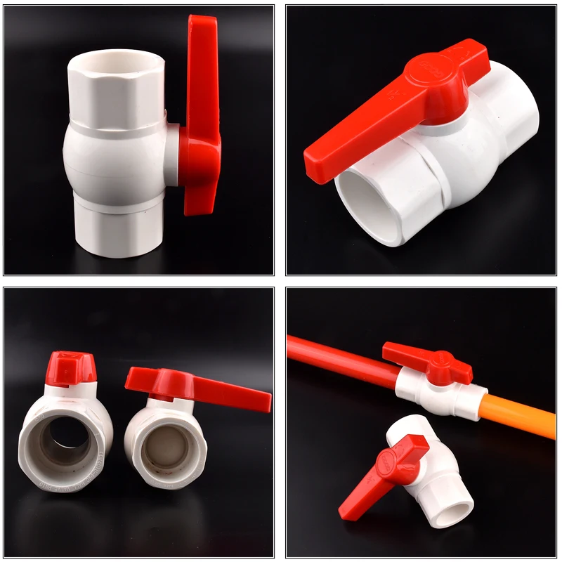 1pc Inner Diameter 20~110mm Big Size UPVC Pipe Ball Valves Aquarium Fish Tank Drainage Composite Socket Joint Water Pipe Valve