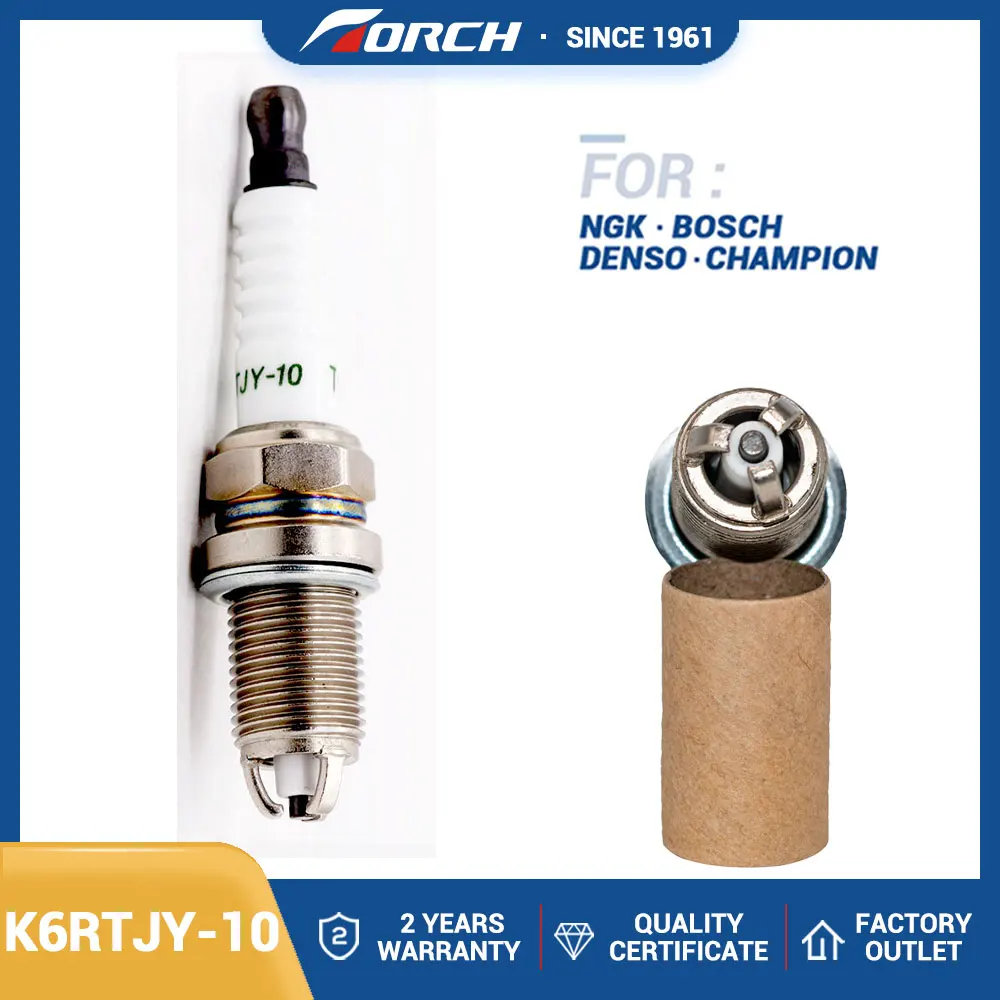 TORCH Spark Plug K6RTJY-10 Replace for BKUR6ET-10(3045/2397) VW Group 101000033AA Compatible with AUDI 80 (B4) 2.6 E ABC