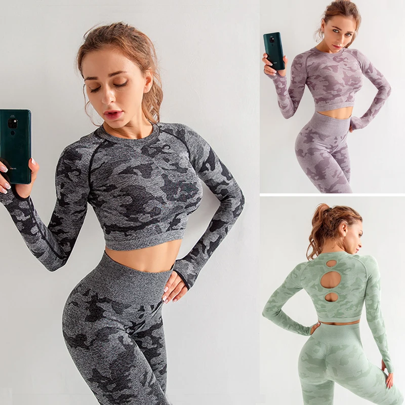 Women Tie-dye Tracksuit Set Long Sleeve Top Pants Capris 2 Pieces Outfits Fashion Fitness Training Sports Suits Sportswear