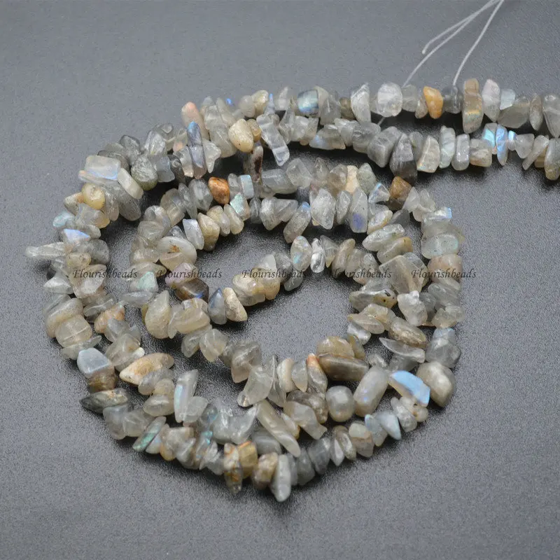 Kualitas Tinggi 5 ~ 8 Mm Natural Labradorite Tidak Teratur Bentuk Batu Keripik Manik-manik Longgar 1 Strand