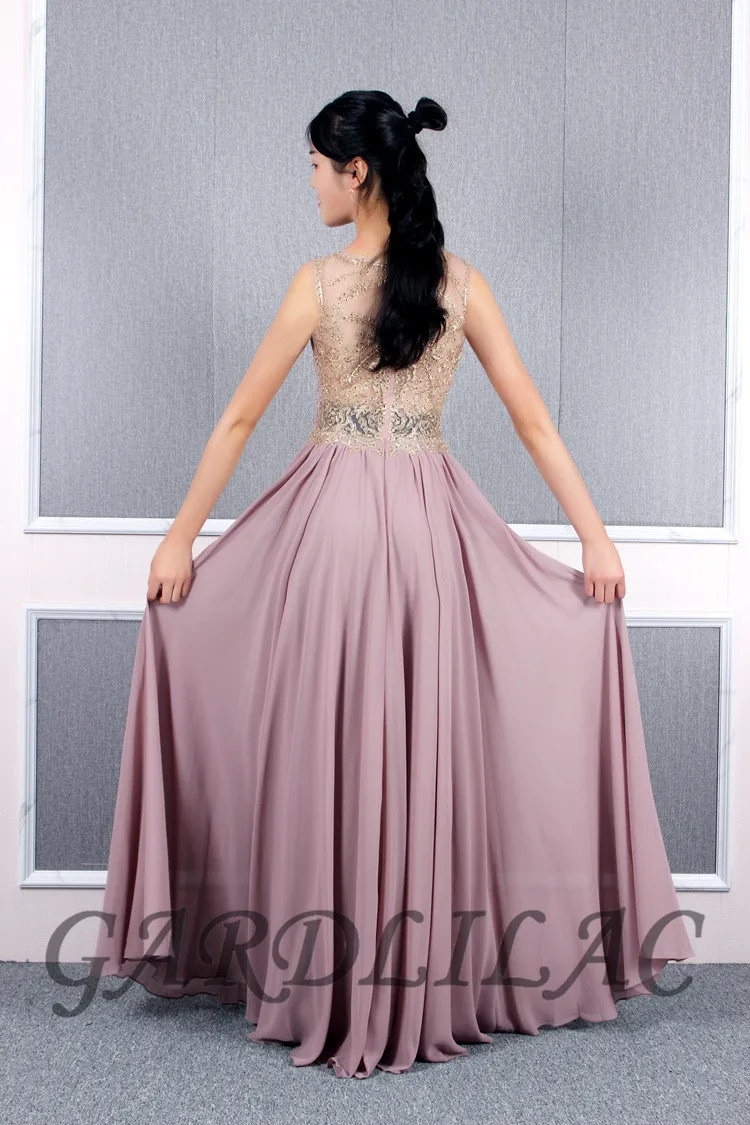 Scoop Gold Appliques A-line Quinceanera Dresses cameo Chiffon Evening Prom plus size formal dresses Gold Dress long