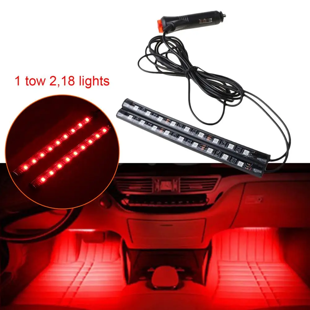 Car LED Lights 2 Lines Design Red Car Interior Light With Control Box Cool Car Accessories For Teens Women Men