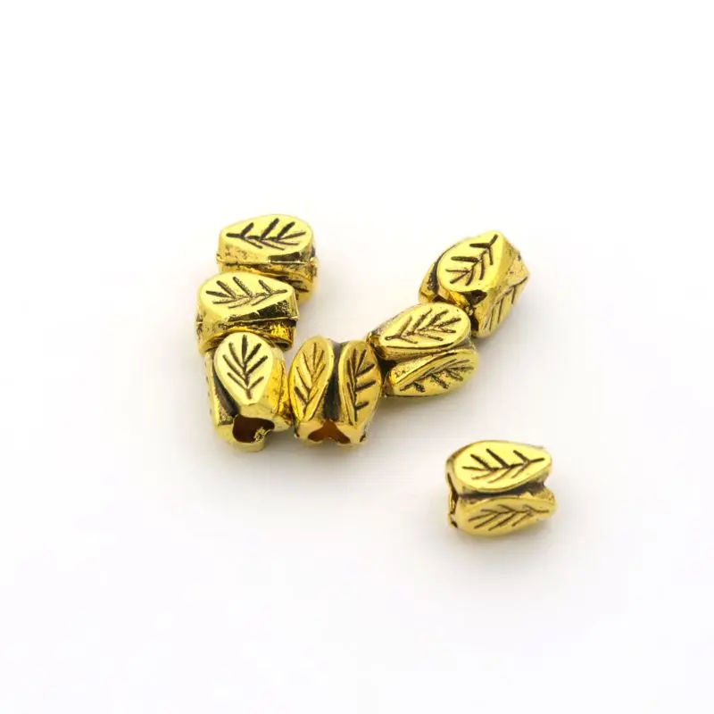 

50pcs Metal Tibetan Silver Gold Color Flower Leaf Loose Spacer Beads For Jewelry Making Diy Bracelet Accessories Wholesale