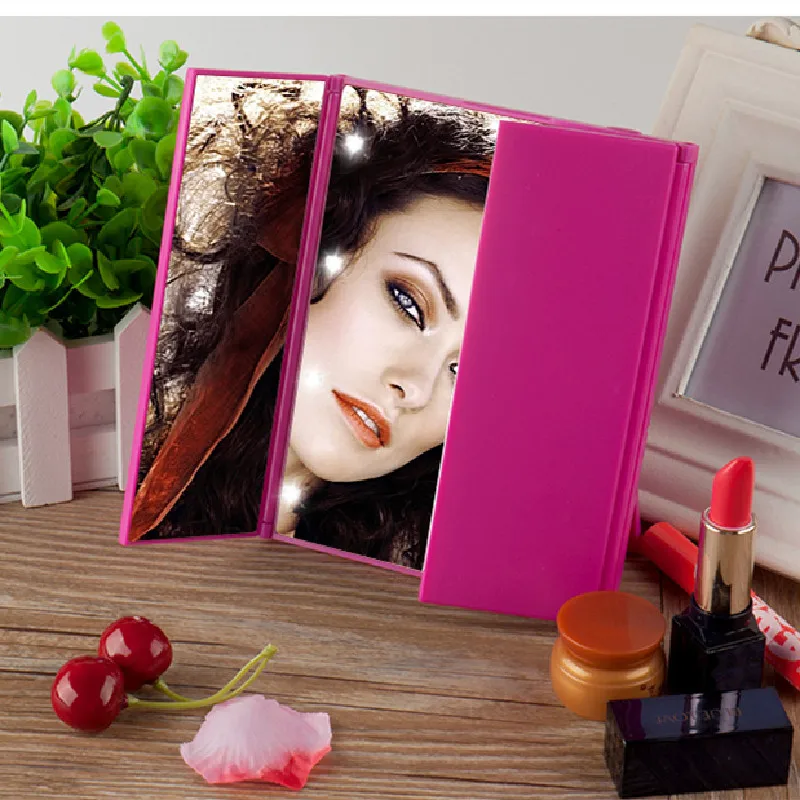 Miroir de maquillage à lumière LED portable, lampes de vanité, miroirs de poche de maquillage compacts, cosmétique de vanité, lampe de miroir LED pliante à la main, cadeau