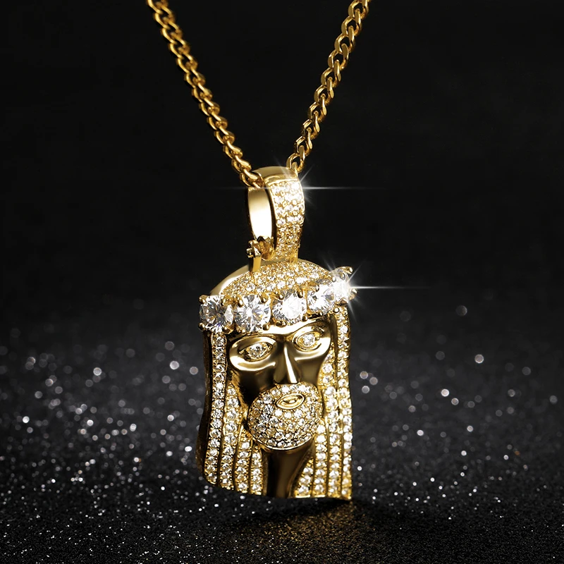 Men Hip Hop Rapper Popular Jewelry Necklace Cleopatra Religious Jesus Portrait Pendant Necklace For Women Stainless Steel Chain