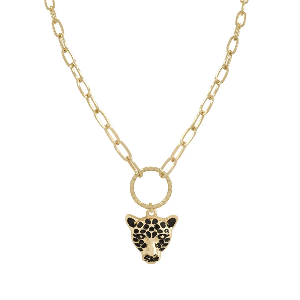 Feminist Gold Color Plating Black Spot Tiger Pendant Necklace For Women Wild Sexy Trendy Lovely Jewelry accessory