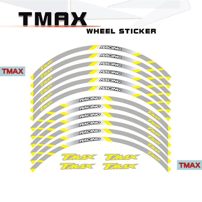

12 шт., светоотражающие наклейки на колесо мотоцикла Yamaha TMAX tmax