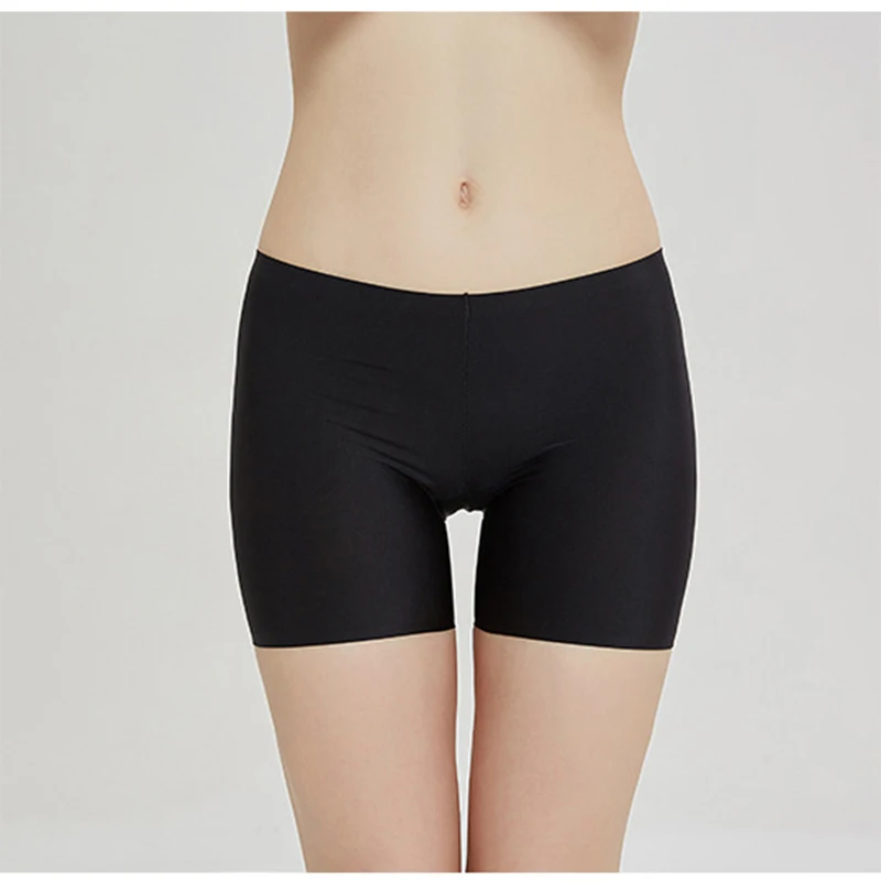 Ice Silk Bright Shine Women Boxer Underwear Soft Smooth Seamless Sexy Sissy Safety High Waist Underpants