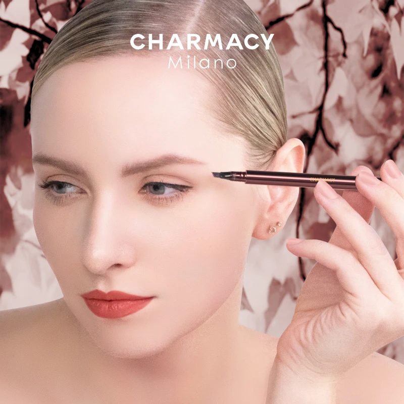 CHARMACY 2สี Microblading คิ้วดินสอ Tint Tattoo ปากกาส้อม4หัว Liquid Eyebrow Pencil Waterproof ดินสอเขียนคิ้วเครื่องสำอางค์